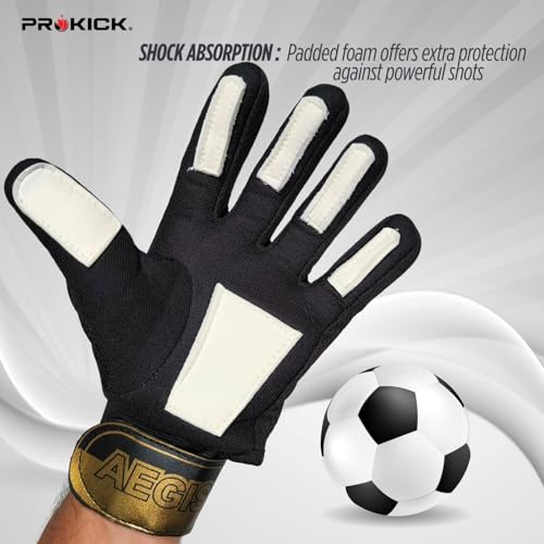 Prokick Aegis Football Goalkeeper Gloves | High-Grip Latex Palm | Shock Absorbing & Breathable Design for Superior Ball Control (Black, Mens) - Image 2