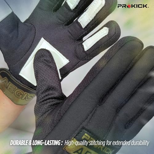 Prokick Aegis Football Goalkeeper Gloves | High-Grip Latex Palm | Shock Absorbing & Breathable Design for Superior Ball Control (Black, Mens) - Image 3