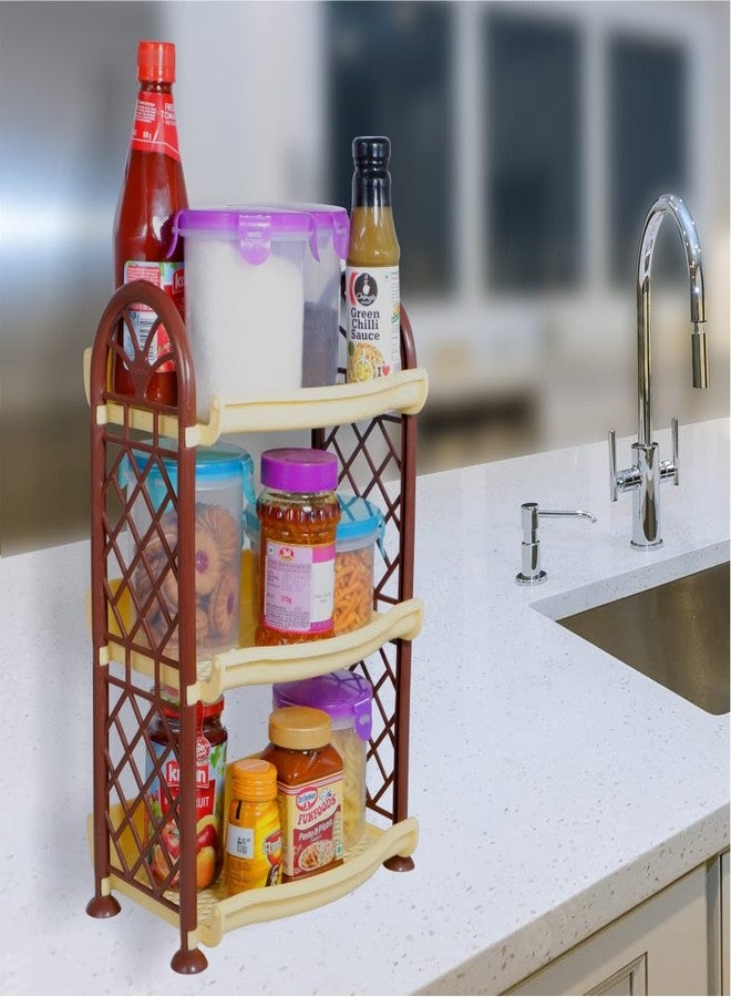 Wonder MORVI Spectra 3 Tier Plastic Multipurpose Storage Organizer-Easy to Fit, Wall Hanging Durable & Lightweight Rack for Kitchen, Bathroom,Kids & Office - Space-Saving Unit |Set of 1| Yellow - Image 2