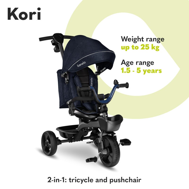 lionelo دراجة ثلاثية العجلات LIONELO كوري مع بار دفع للأطفال من 1.5 إلى 5 سنوات، مقعد دوار، إطار مغنيسيوم، عجلات مطاطية خالية من الصيانة، عجلة حرة، مظلة قابلة للإزالة - Image 2