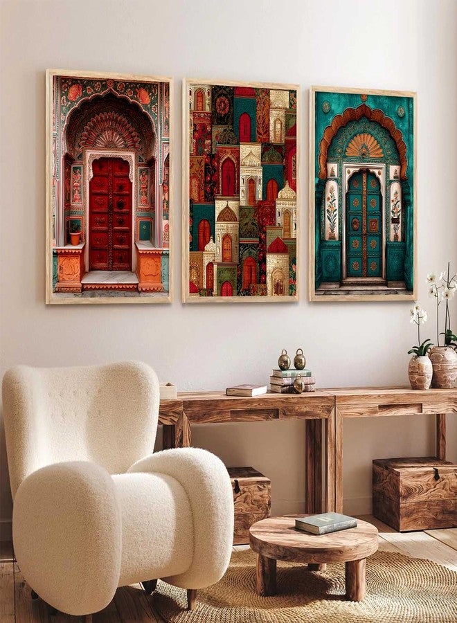 HOTHOUSE Indian Art Traditional Paintings for Living Room | Framed Wall Painting for Home Room Bedroom Office Wall Décor| Wall Poster With frames Set of 3 (13X17 inch) - Image 4