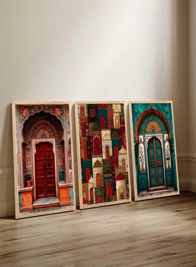 HOTHOUSE Indian Art Traditional Paintings for Living Room | Framed Wall Painting for Home Room Bedroom Office Wall Décor| Wall Poster With frames Set of 3 (13X17 inch) - Image 5