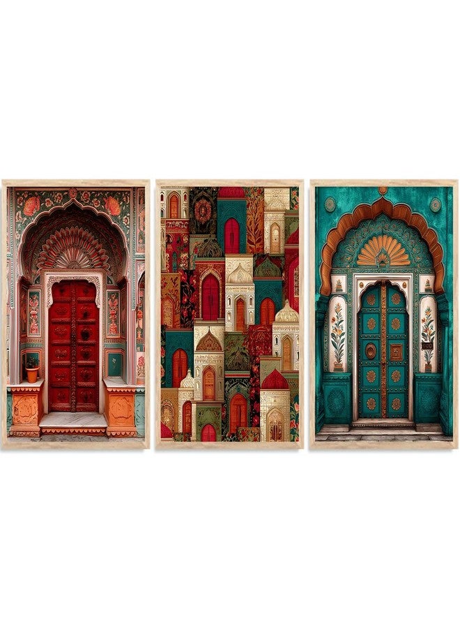 HOTHOUSE Indian Art Traditional Paintings for Living Room | Framed Wall Painting for Home Room Bedroom Office Wall Décor| Wall Poster With frames Set of 3 (13X17 inch) - Image 3