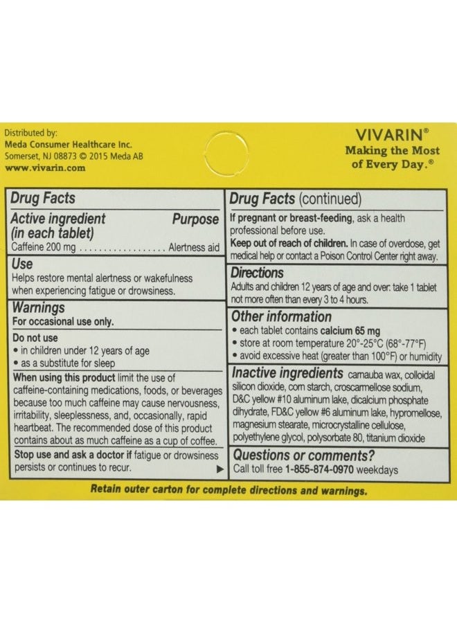 Vivarin Caffeine Alertness Aid, Yellow, 40 Count (Pack of 12) - Image 2