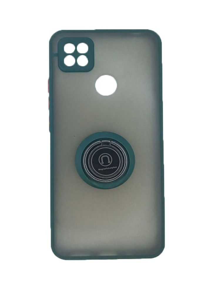 غطاء حماية خلفي مدخن شبه شفاف مع حلقة معدنية لهاتف Xiaomi Redmi 9C أخضر - Image 1