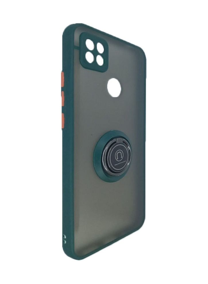 غطاء حماية خلفي مدخن شبه شفاف مع حلقة معدنية لهاتف Xiaomi Redmi 9C أخضر - Image 3