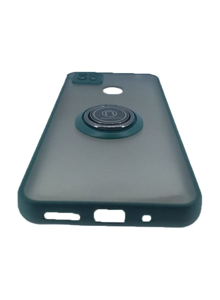 غطاء حماية خلفي مدخن شبه شفاف مع حلقة معدنية لهاتف Xiaomi Redmi 9C أخضر - Image 2