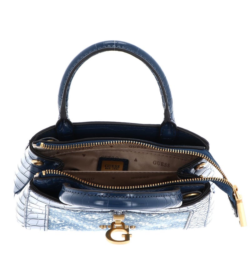 GUESS Women's Camera Bag Girlfriend Satchel Denim Logo Crossbody Bag Blue - Image 3