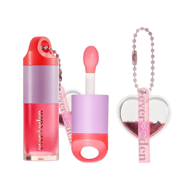 غسول شفاه ملون للأطفال من إيفيريدن - أحمر شفاف - مكياج نظيف غير سام نباتي للأطفال - غسول شفاه مهدئ ومرطب بزيوت الكرز والخوخ والتوت البري