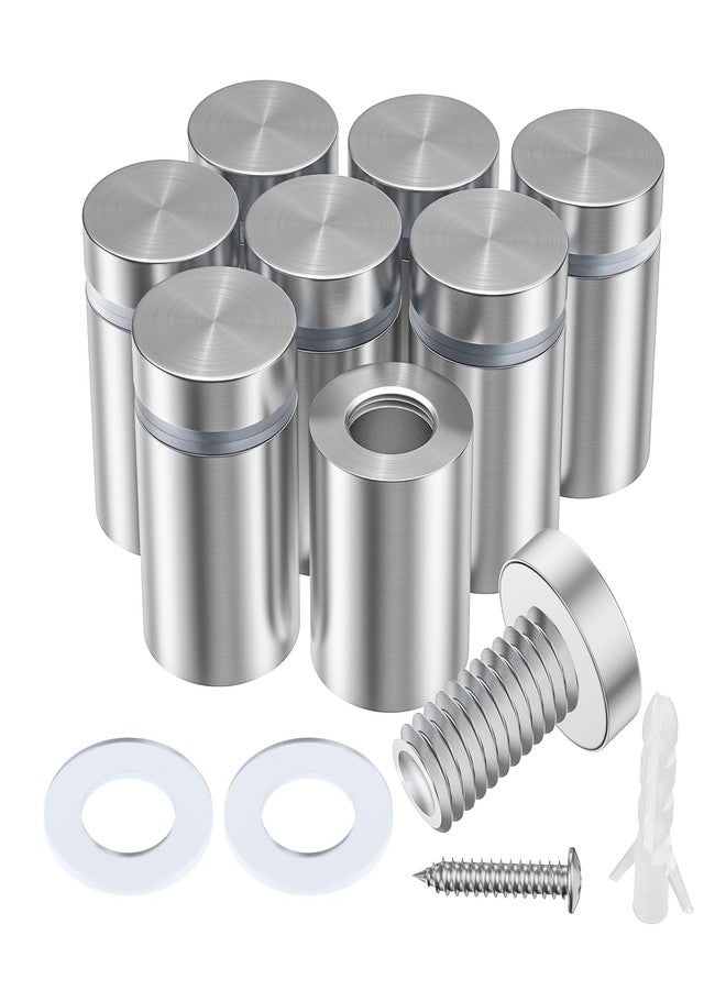 LuckIn 8-Pack Standoff Screws (3/4 in. Dia x 1 in. L), Stainless Steel Standoff Mounting Hardware for Acrylic Signs, Silver - Image 1