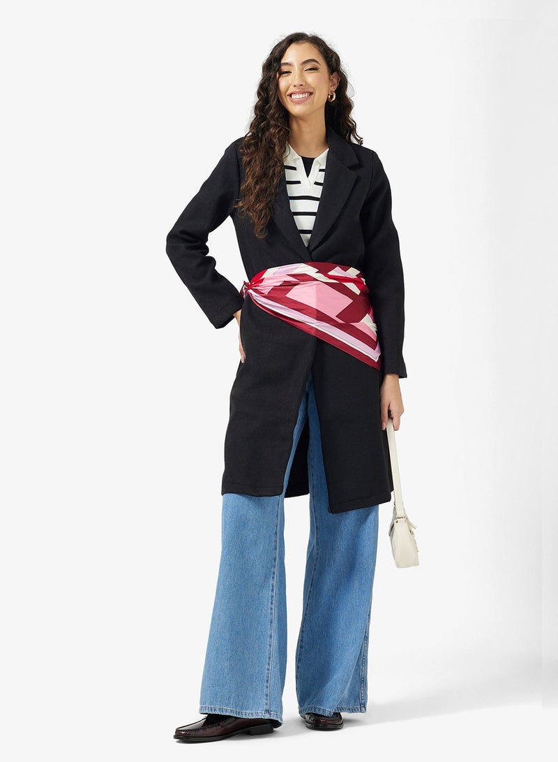 Ginger Longline Wool Blend Lapel Collar Coat - Image 5