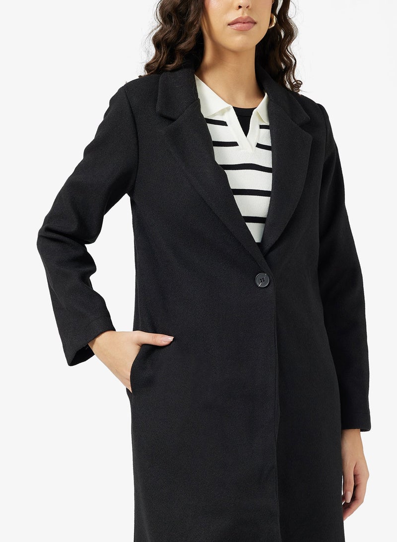 Ginger Longline Wool Blend Lapel Collar Coat - Image 4