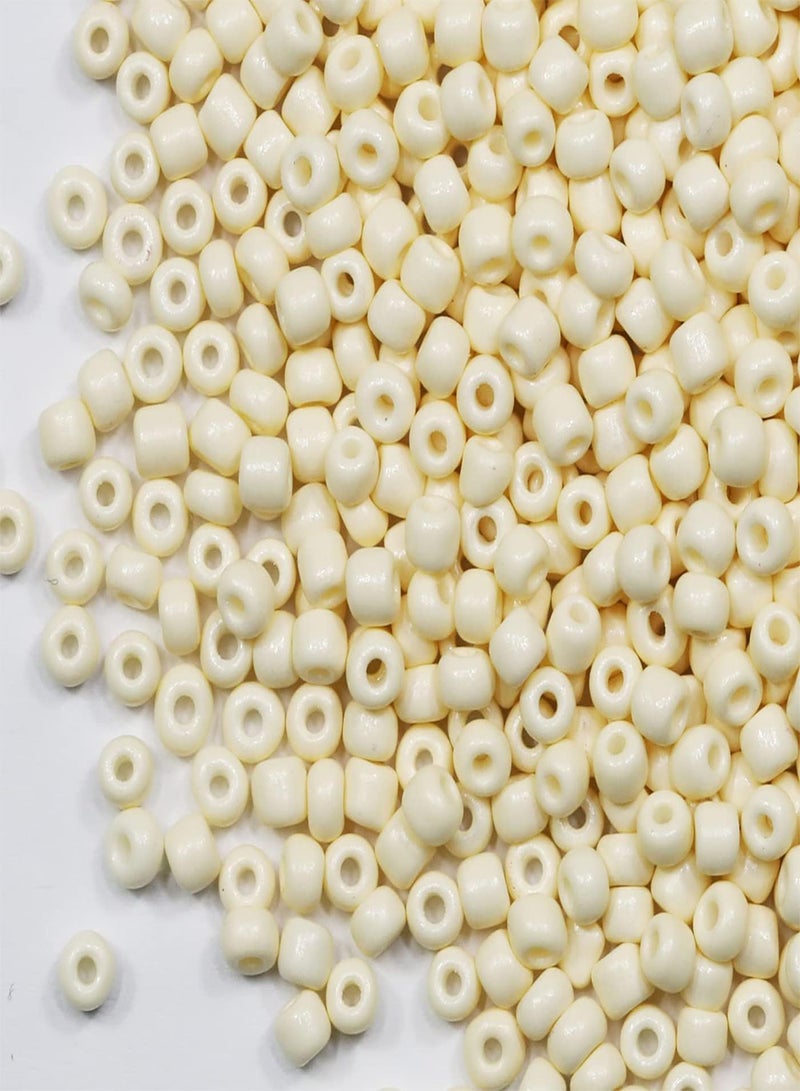 GGOOT Bulk 4mm beigeBlue Seed Beads for Jewelry Making 110 Grams About 160pcs,6/0 Glass Craft Beads for Making Earrings, Bracelets, Pendants, Waist Jewelry, DIY Handmade Seed Beads (Beige, 4mm)  - Image 2