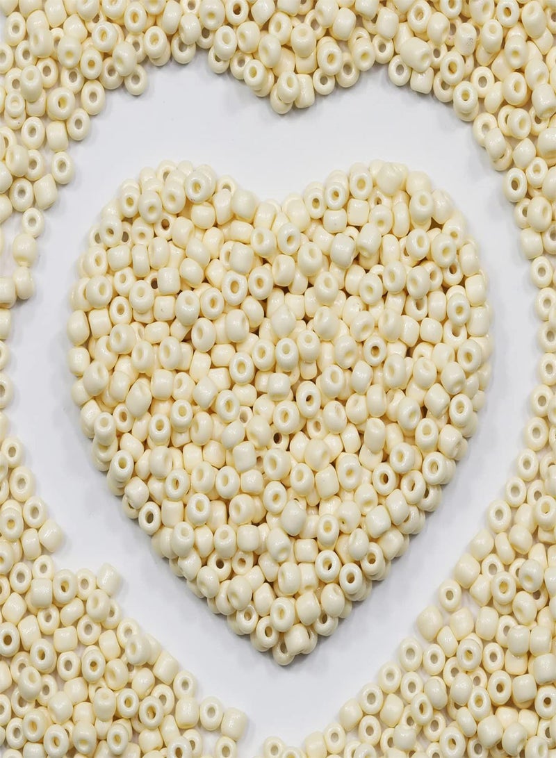 GGOOT Bulk 4mm beigeBlue Seed Beads for Jewelry Making 110 Grams About 160pcs,6/0 Glass Craft Beads for Making Earrings, Bracelets, Pendants, Waist Jewelry, DIY Handmade Seed Beads (Beige, 4mm)  - Image 1