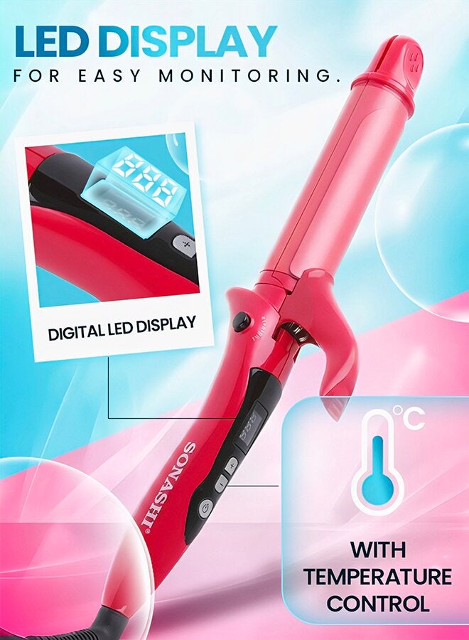 SONASHI 2in1 Hair Curler And Straightener with Ceramic Coated Barrel  LED Display  360 Swivel Cord  On And Off Switch  Hair Styling Tool  Curler Straightener with Power 45W  300grams SHC-3005 Pink 300grams - Image 3