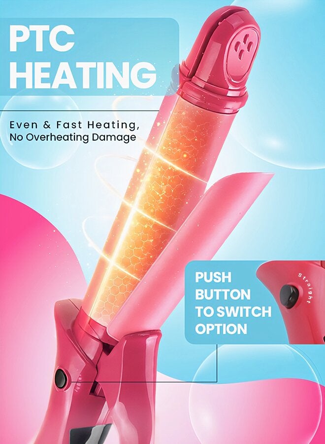 SONASHI 2in1 Hair Curler And Straightener with Ceramic Coated Barrel  LED Display  360 Swivel Cord  On And Off Switch  Hair Styling Tool  Curler Straightener with Power 45W  300grams SHC-3005 Pink 300grams - Image 5