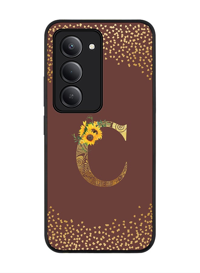 Stylizedd For Xiaomi Redmi 15 5G Case,Slim fit Camera Protection, Shockproof Thin Phone cover  - Custom Floral Monogram - C  (Brown ) - Image 1