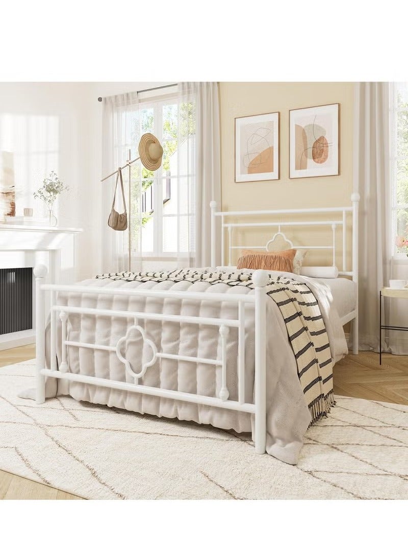 Crest J Classic Decorative Design Single Metal Bed - Elegant White Frame 190cm-90cm - Image 1