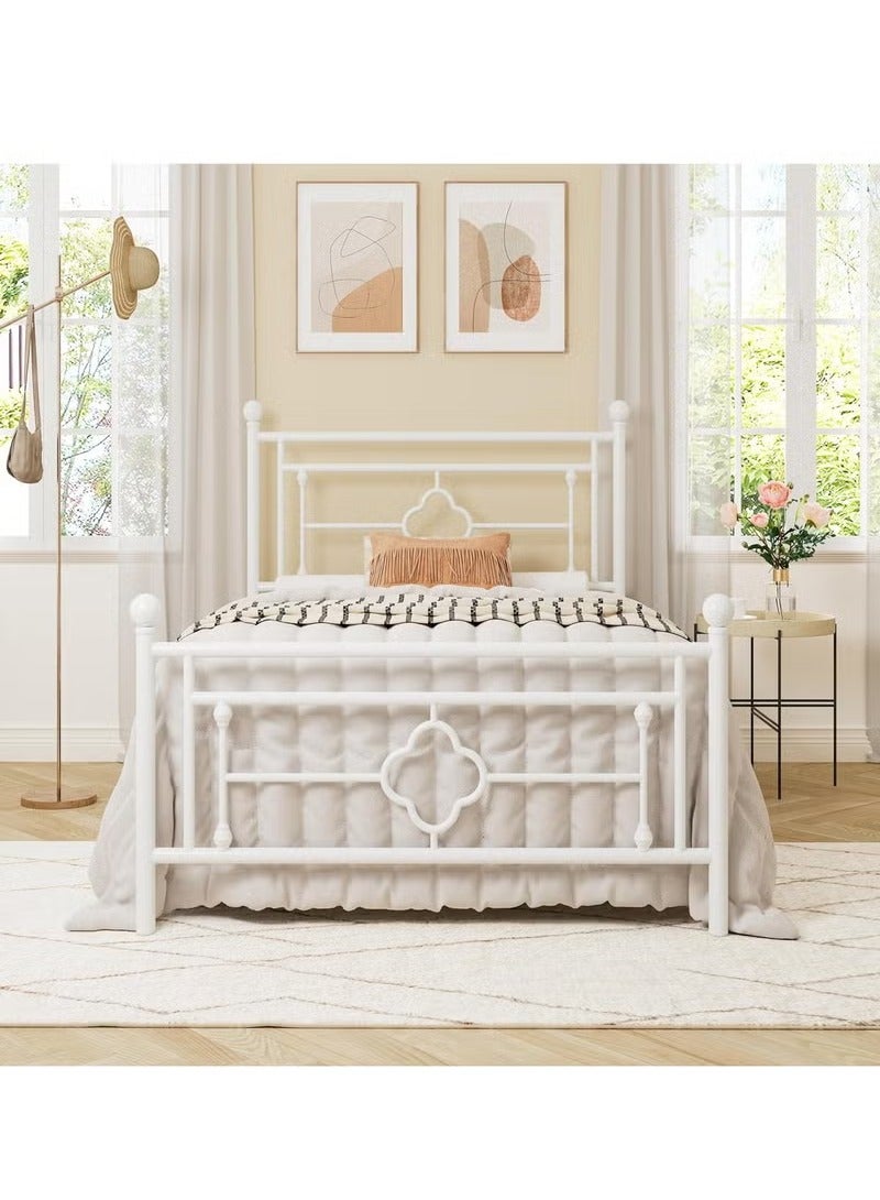 Crest J Classic Decorative Design Single Metal Bed - Elegant White Frame 190cm-90cm - Image 3