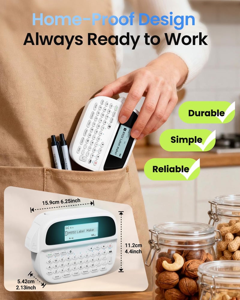 EazeID Label Maker Machine with-Tape, Rechargeable Label Maker Waterproof-Labels, Bluetooth Portable Labeler Handheld, Backlit & QWERTY Keyboard, M950 for Home Kitchen Office Classroom Kids Teachers Gifts - Image 2