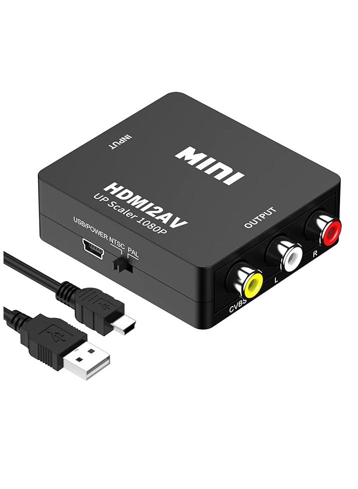 hdmi to av audio and video converter HD to three Lotus 1080p set-top box PS5 to rca Silk screen 1080p White  - Image 1