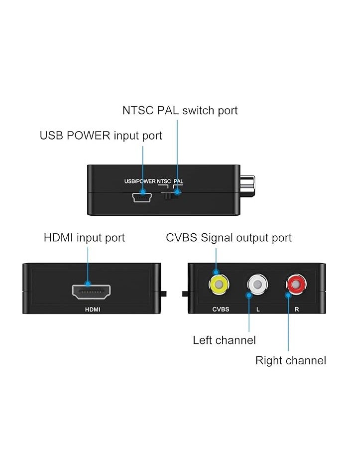 hdmi to av audio and video converter HD to three Lotus 1080p set-top box PS5 to rca Silk screen 1080p White  - Image 2