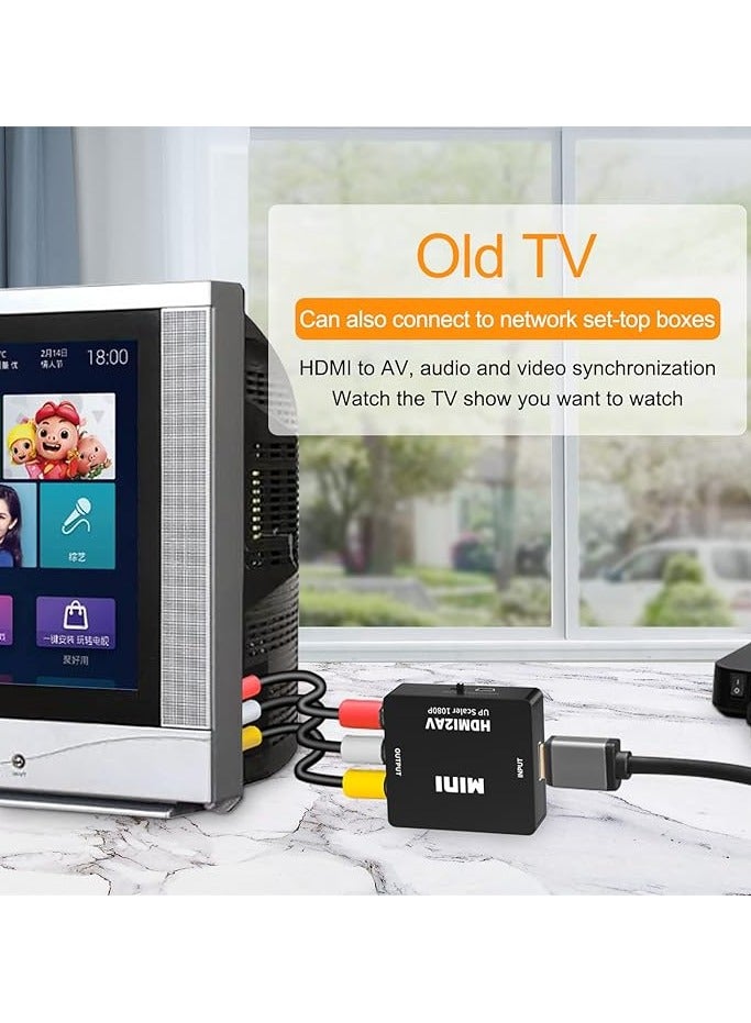 hdmi to av audio and video converter HD to three Lotus 1080p set-top box PS5 to rca Silk screen 1080p White  - Image 5