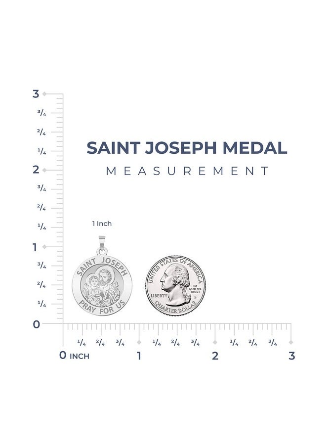 PicturesOnGold.com Saint Joseph Religious Medal 3 4 Inch Size Of A Nickel Sterling Silver With Engraving  - Image 3