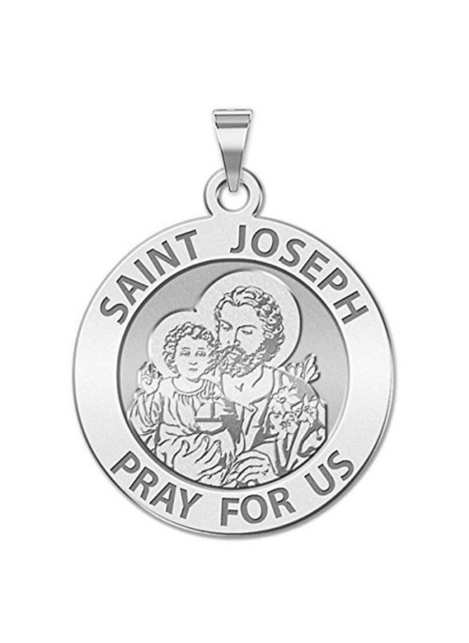 PicturesOnGold.com Saint Joseph Religious Medal 3 4 Inch Size Of A Nickel Sterling Silver With Engraving  - Image 1