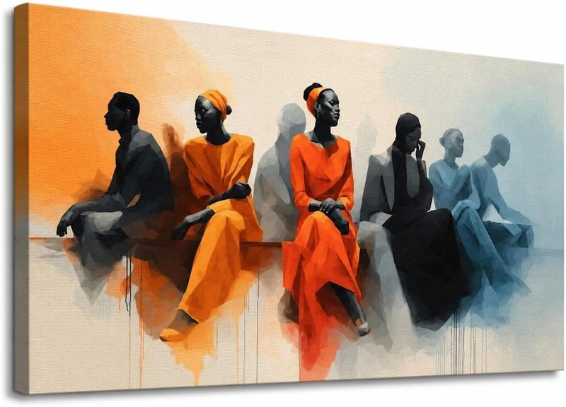 ARS Graphics ARS® Canvas Wall Art 100 X 150 CM Modern African Figures Painting Colorful Artwork - Image 1