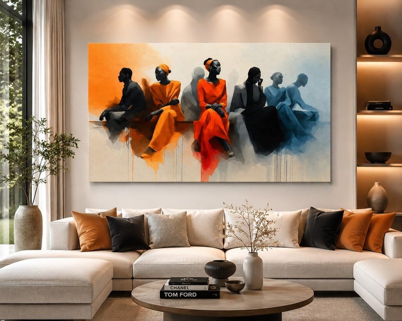 ARS Graphics ARS® Canvas Wall Art 100 X 150 CM Modern African Figures Painting Colorful Artwork - Image 2