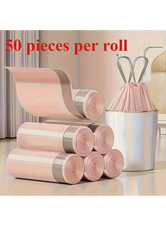 Extra Thick Drawstring Trash Bags 50 Per Roll Durable Polyethylene Garbage Bags For Kitchen Bathroom Bedroom - Image 1