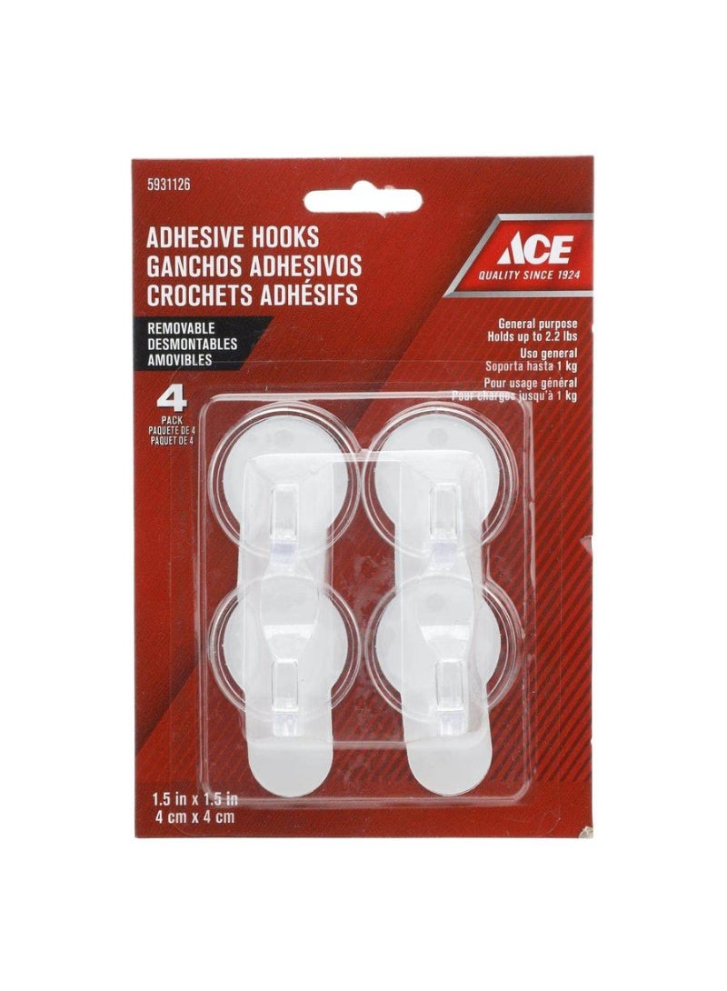 Ace Adhesive Hooks 4 x 4cm 4Pcs