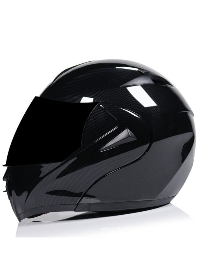 Bright Black Tea Mirror Virtue Electric Helmet Dot Dual-lens Open-face Helmet Full-cover Motorcycle Full-face Running Helmet Cool