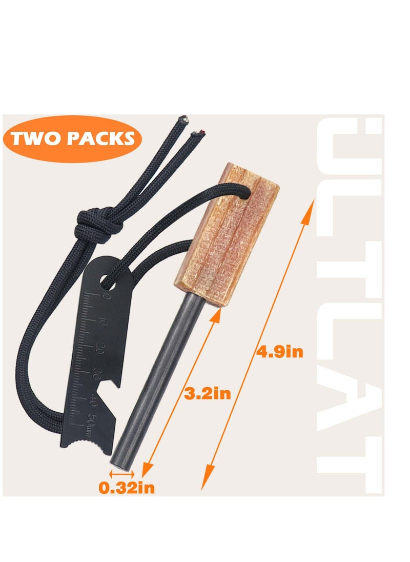 Excefore - 2 Pack Fire Starter, All-Weather Magnesium Ferro Rod with Waxed Fire Tinder Paracord and 6-in-1 Multi-Tool, Suitable for Camping, Hiking, Hunting, Emergency Rescue - Image 1