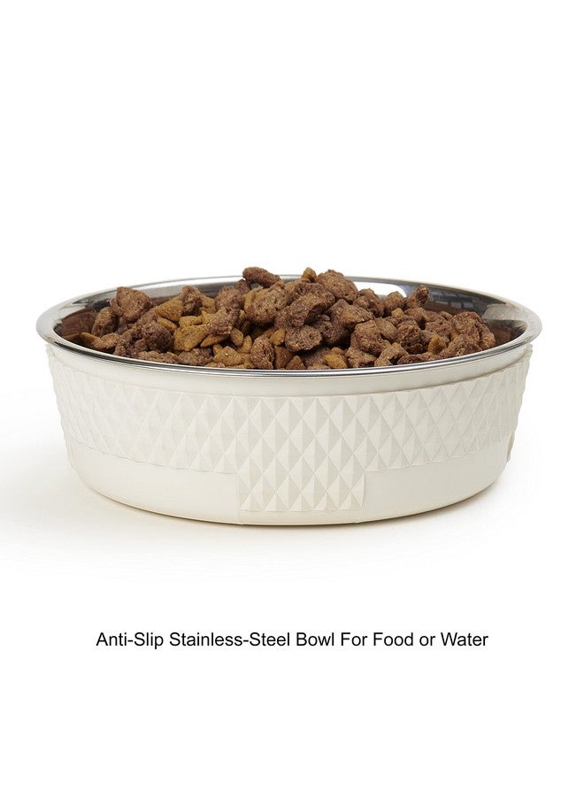 PetRageous 16011 Kona Stainless Steel Non-Slip Dishwasher-Safe Dog Bowl 6.5-Cup 8.5-Inch Diameter 2.75-Inch Tall for Large and Extra Large Dogs and Cats, White - Image 5