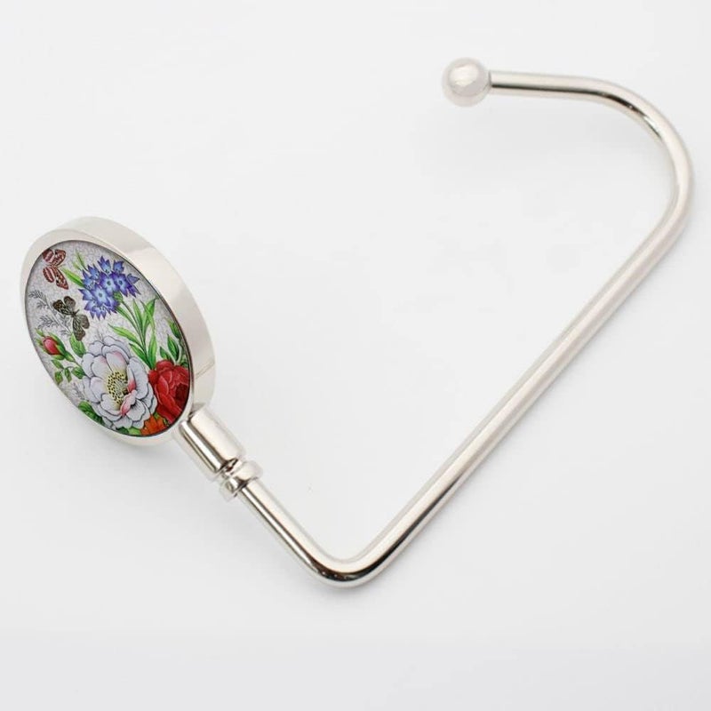 ROFLYER Purse Hook Hanger for Table Bar Long Handbag Hanger Bag Hanger with Velvet Pouch (Butterfly Flowers) - Image 2