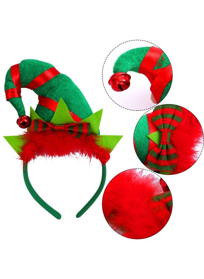 Elcoho 6 Pack Christmas Headbands Xmas Party Hat Headbands Christmas Elf Headbands Reindeer Antlers Headband For Christmas Party Decoration - Image 2