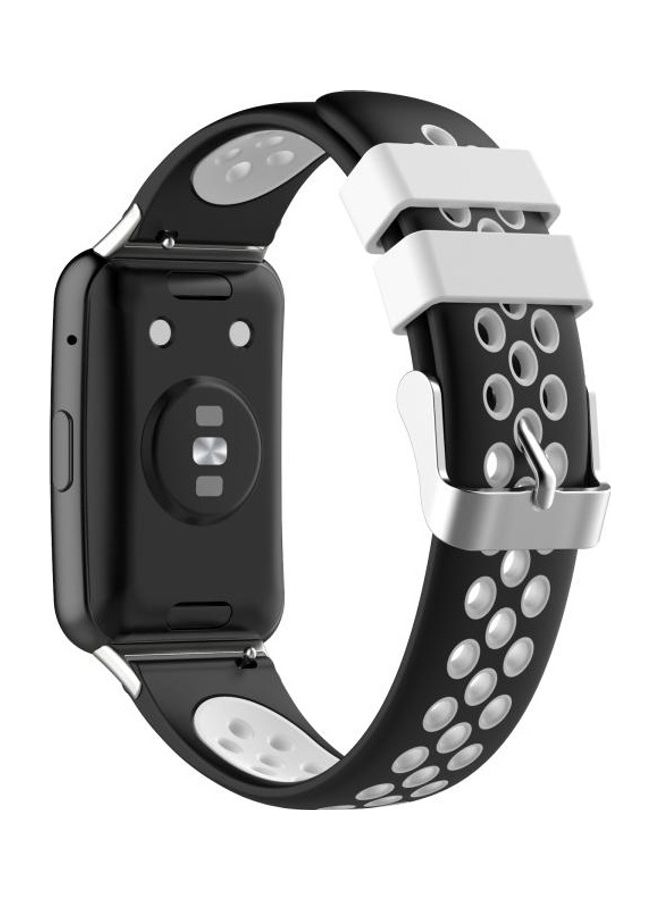 إسكدنيا Silicone Replacement Watchband For Huawei Watch Fit Black/White - Image 5