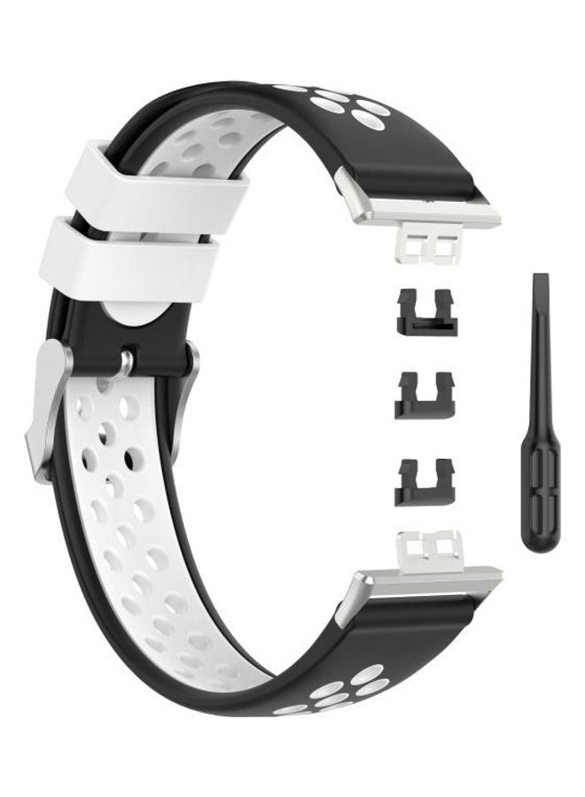 إسكدنيا Silicone Replacement Watchband For Huawei Watch Fit Black/White - Image 2