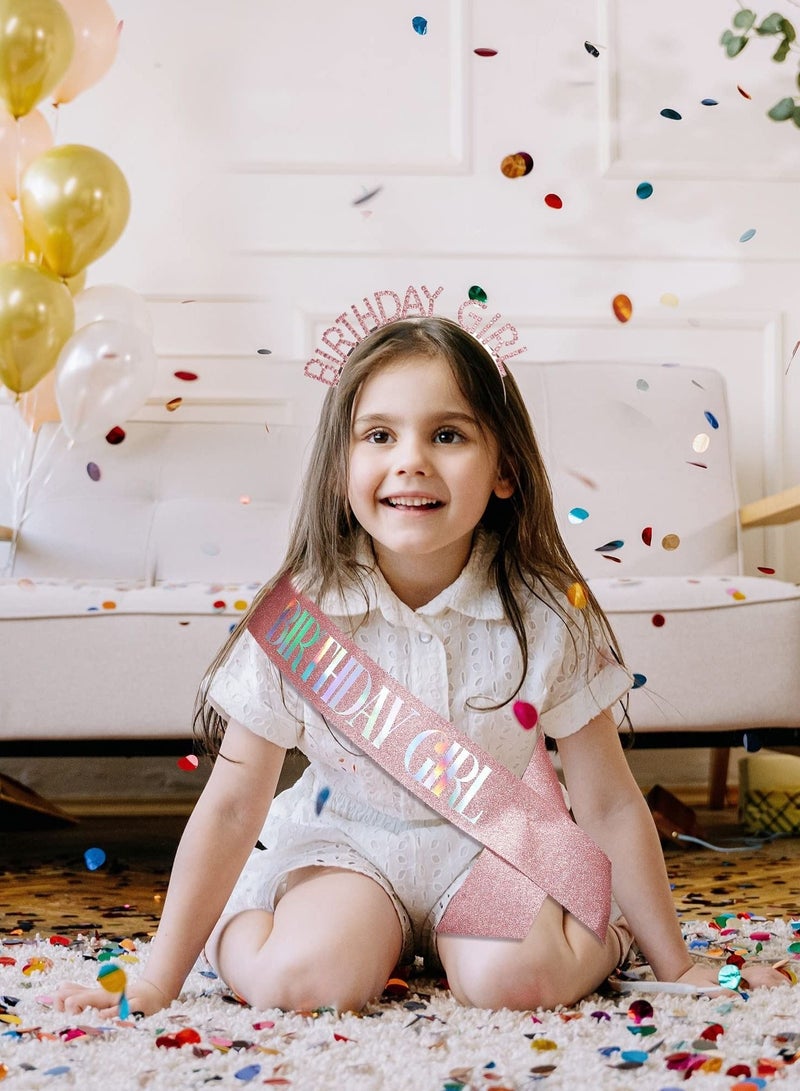 Captaintech Birthday Sash & Tiara Set for Girl, Birthday Girl Sash & Birthday Crown for Women, Princess Rhinestone Birthday Party Decorations Headband Birthday Gifts, Happy Birthday Accessories - Image 2