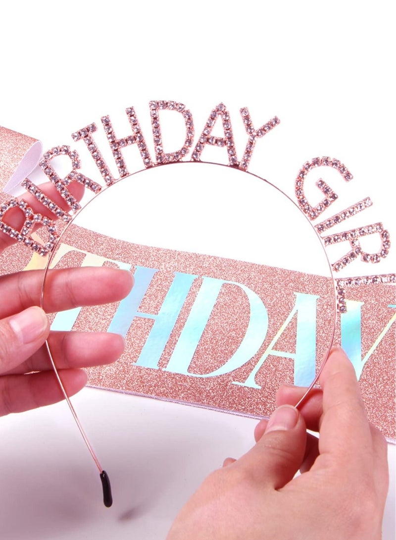 Captaintech Birthday Sash & Tiara Set for Girl, Birthday Girl Sash & Birthday Crown for Women, Princess Rhinestone Birthday Party Decorations Headband Birthday Gifts, Happy Birthday Accessories - Image 5