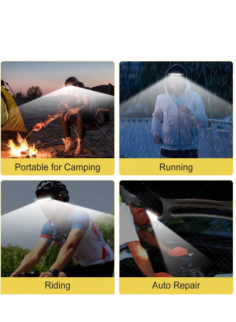 ساكن مصباح رأس يدوي، مجموعتان من 6 أوضاع، مستشعر حركة، مصباح أمامي بزاوية 260 درجة، مصباح أمامي LED قابل لإعادة الشحن، مقاوم للماء IPX4، مصباح يدوي بدون استخدام اليدين، هدية للبالغين والأطفال للتخييم والجري وصيد الأسماك وركوب الدراجات - Image 4