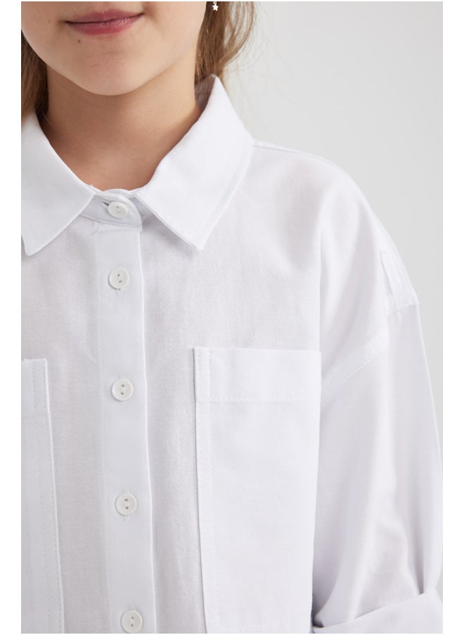 DeFacto - Girl Cropped Fit Woven Long Sleeve Shirt - Image 1