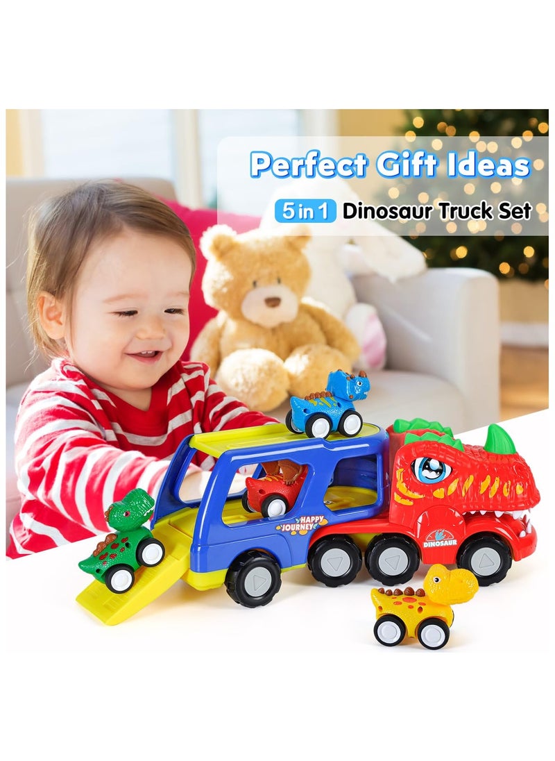 XiuWoo 5 Pieces Dinosaur Vehicle Car Toys for Toddlers Age 2-6, Monster Trucks Toys Set for Kids Boys Girls Toddler Trucks Toys  - Image 2