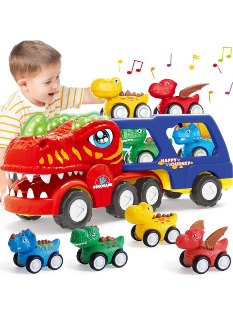 5 Pieces Dinosaur Vehicle Car Toys for Toddlers Age 2-6, Monster Trucks Toys Set for Kids Boys Girls Toddler Trucks Toys