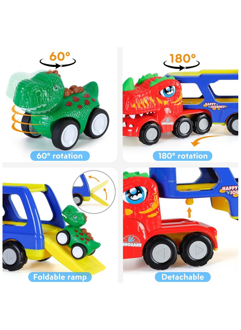 XiuWoo 5 Pieces Dinosaur Vehicle Car Toys for Toddlers Age 2-6, Monster Trucks Toys Set for Kids Boys Girls Toddler Trucks Toys  - Image 4