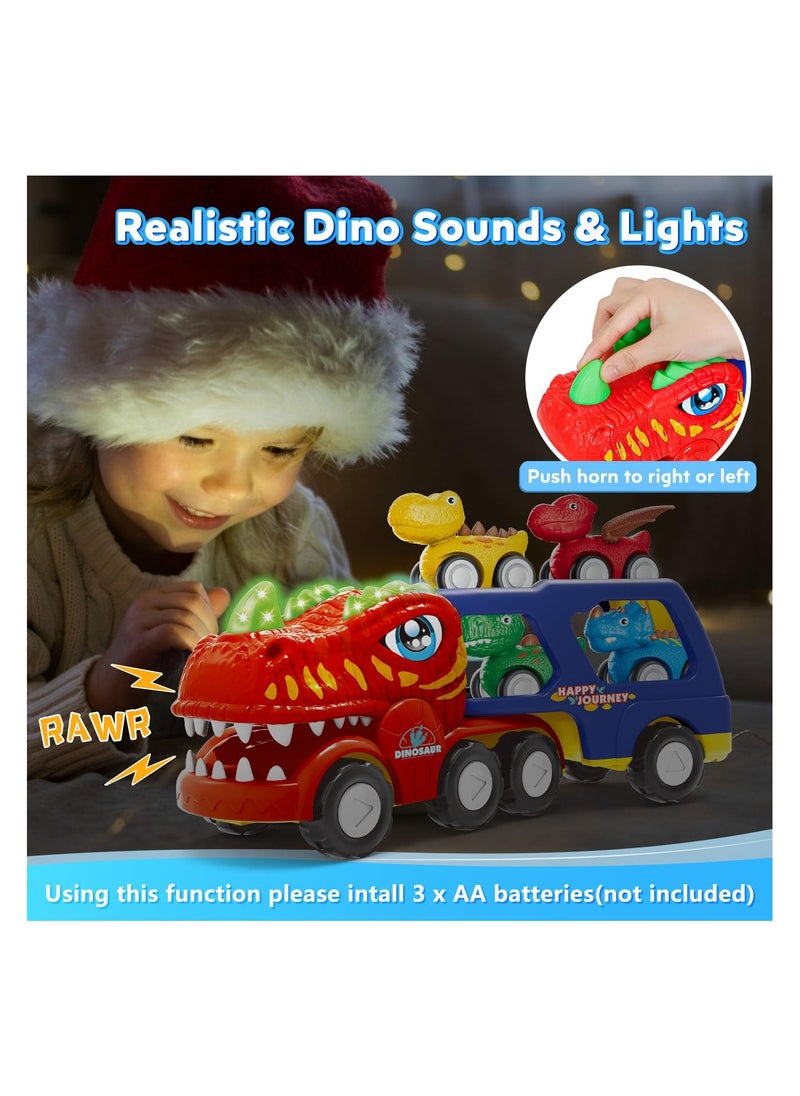 XiuWoo 5 Pieces Dinosaur Vehicle Car Toys for Toddlers Age 2-6, Monster Trucks Toys Set for Kids Boys Girls Toddler Trucks Toys  - Image 5