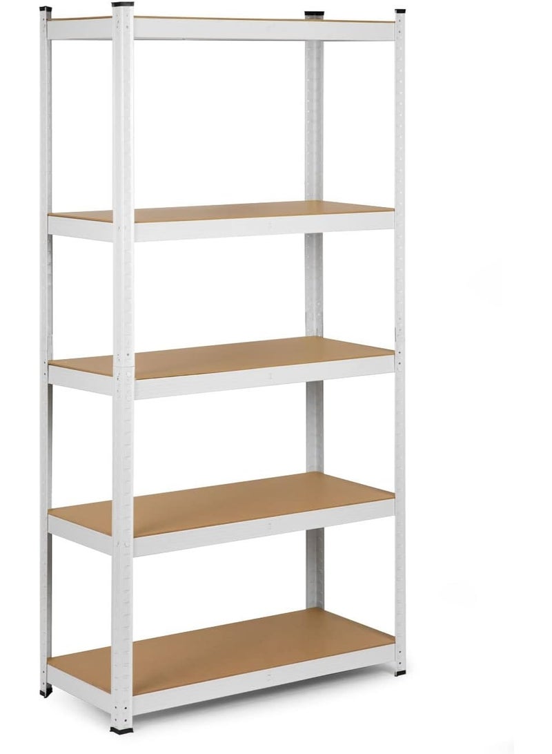 تشولوفز وحدة أرفف تخزين معدنية شديدة التحمل مكونة من 5 طبقات قابلة للتعديل، رف ومنظم أدوات المرآب (أبيض، 60 * 30 * 180 سم) - مناسبة لمخزن المطبخ، الطابق السفلي، الحمام، أبيض - Image 3