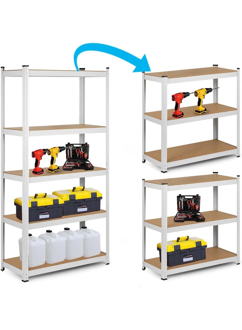 تشولوفز وحدة أرفف تخزين معدنية شديدة التحمل مكونة من 5 طبقات قابلة للتعديل، رف ومنظم أدوات المرآب (أبيض، 60 * 30 * 180 سم) - مناسبة لمخزن المطبخ، الطابق السفلي، الحمام، أبيض - Image 5